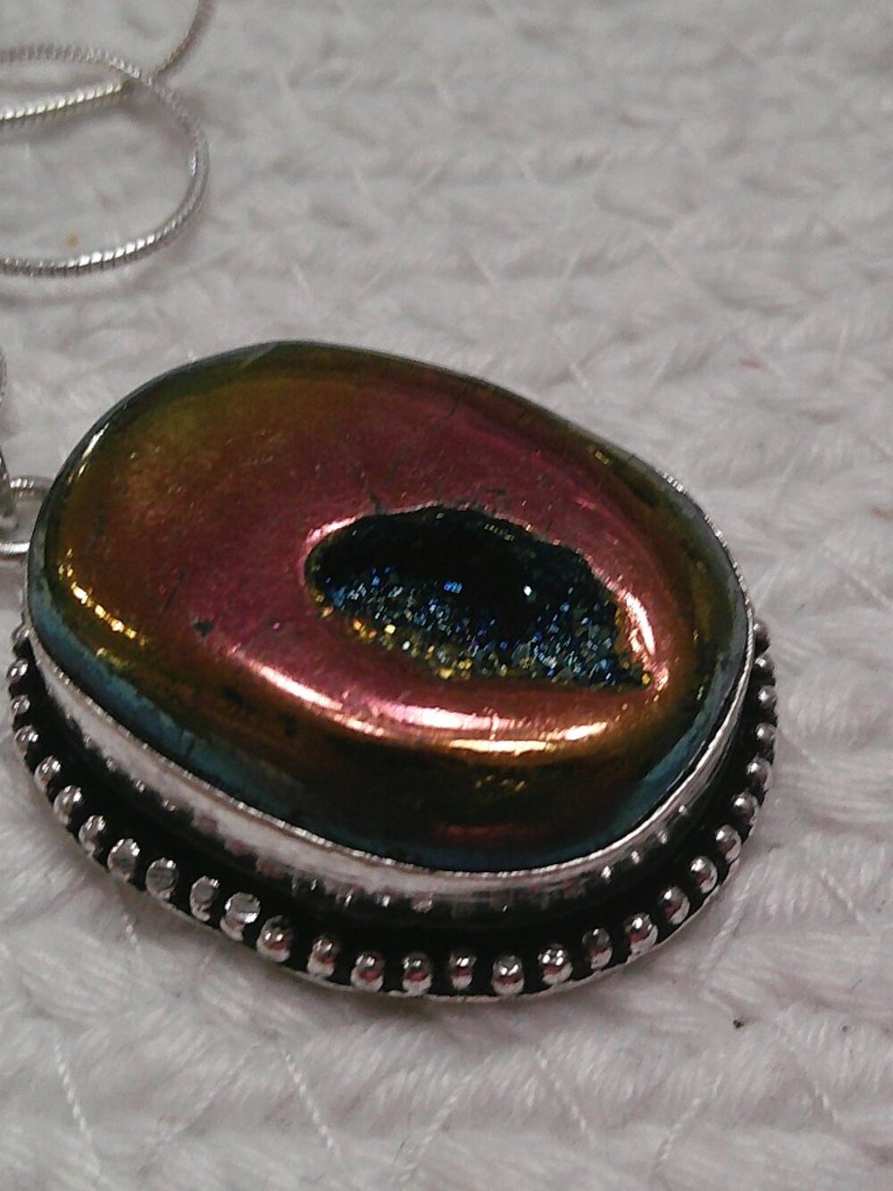 Gorgeous RAINBOW TITANIUM Handmade Sterling 925 Pendant/Chain #26F